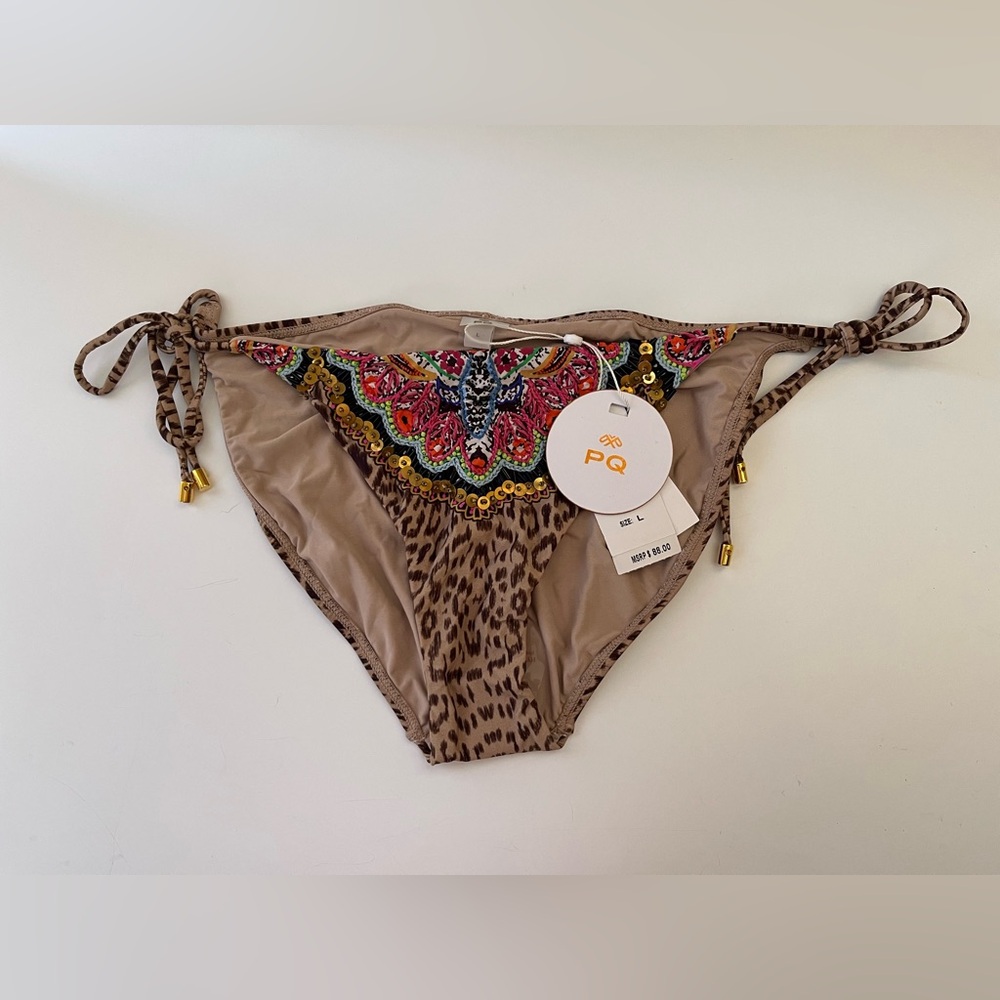 PQ Swim | NWT Tie Full Embellished Bikini Bottom - Picture 2 of 9
